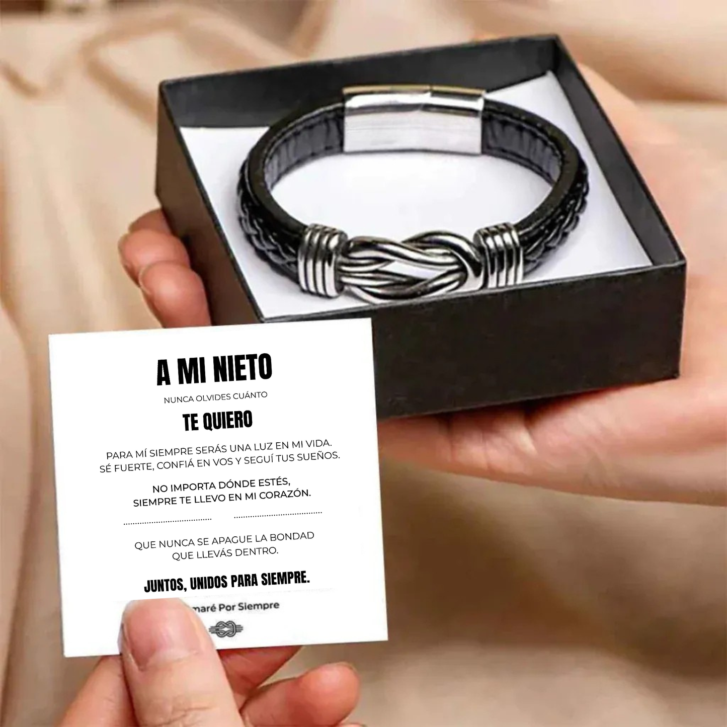 A MI NIETO | SIEMPRE UNIDOS | PULSERA DE CUERO