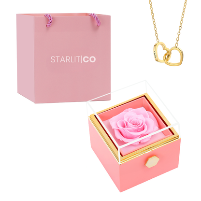 Collar de Corazones Grabados -  En caja de Rosa Eterna