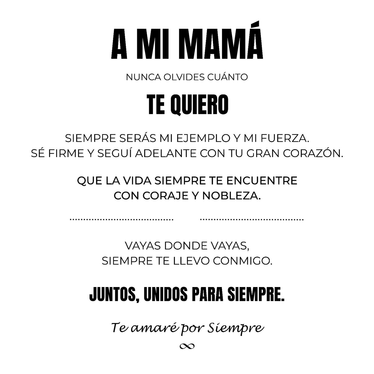 A MI MAMÁ | SIEMPRE UNIDAS | PULSERA CORAZON