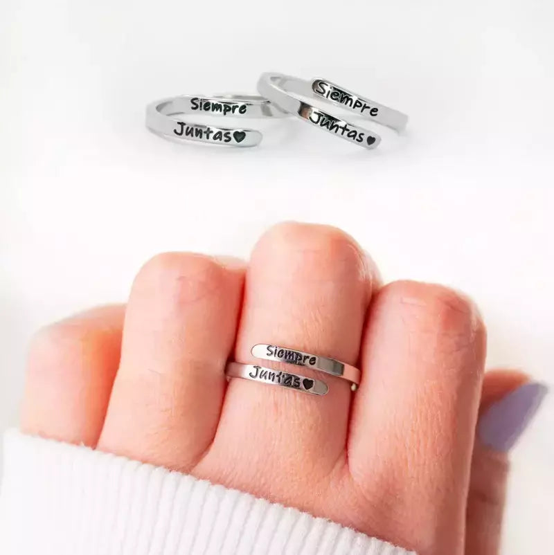 SIEMPRE JUNTAS Pack Anillos en Plata 925 + Tarjeta Personalizada (Oferta 2x1)