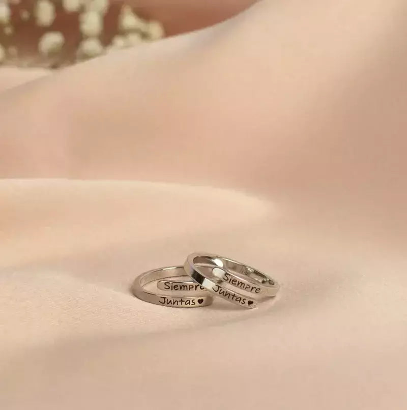 SIEMPRE JUNTAS Pack Anillos en Plata 925 + Tarjeta Personalizada (Oferta 2x1)