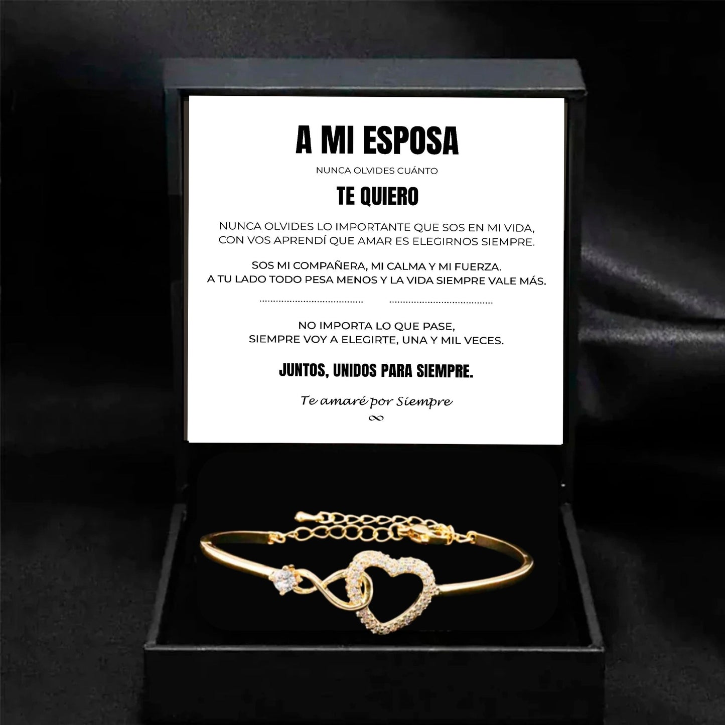 A MI ESPOSA | SIEMPRE UNIDAS | PULSERA CORAZON