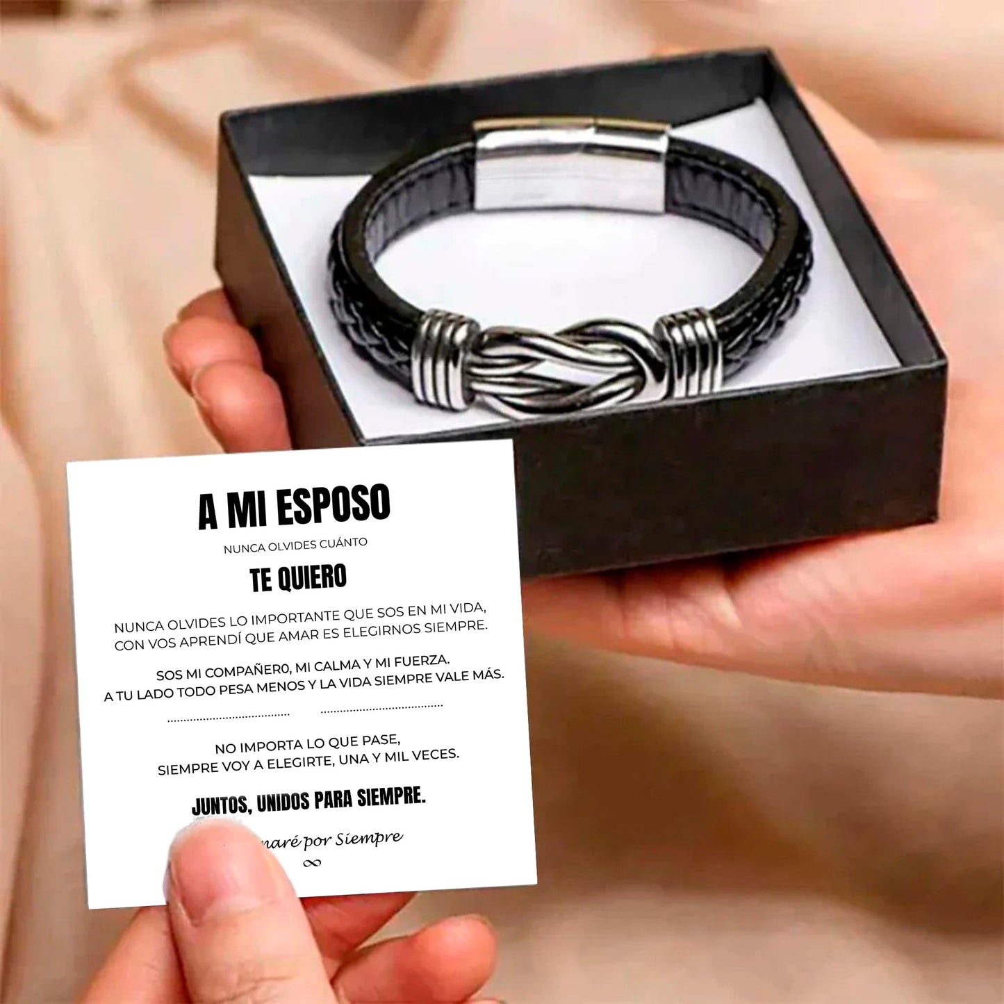 A MI ESPOSO | SIEMPRE UNIDOS | PULSERA DE CUERO