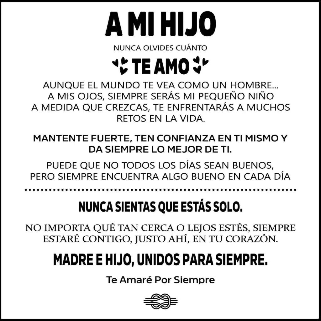 A MI HIJO | SIEMPRE UNIDOS | PULSERA DE CUERO