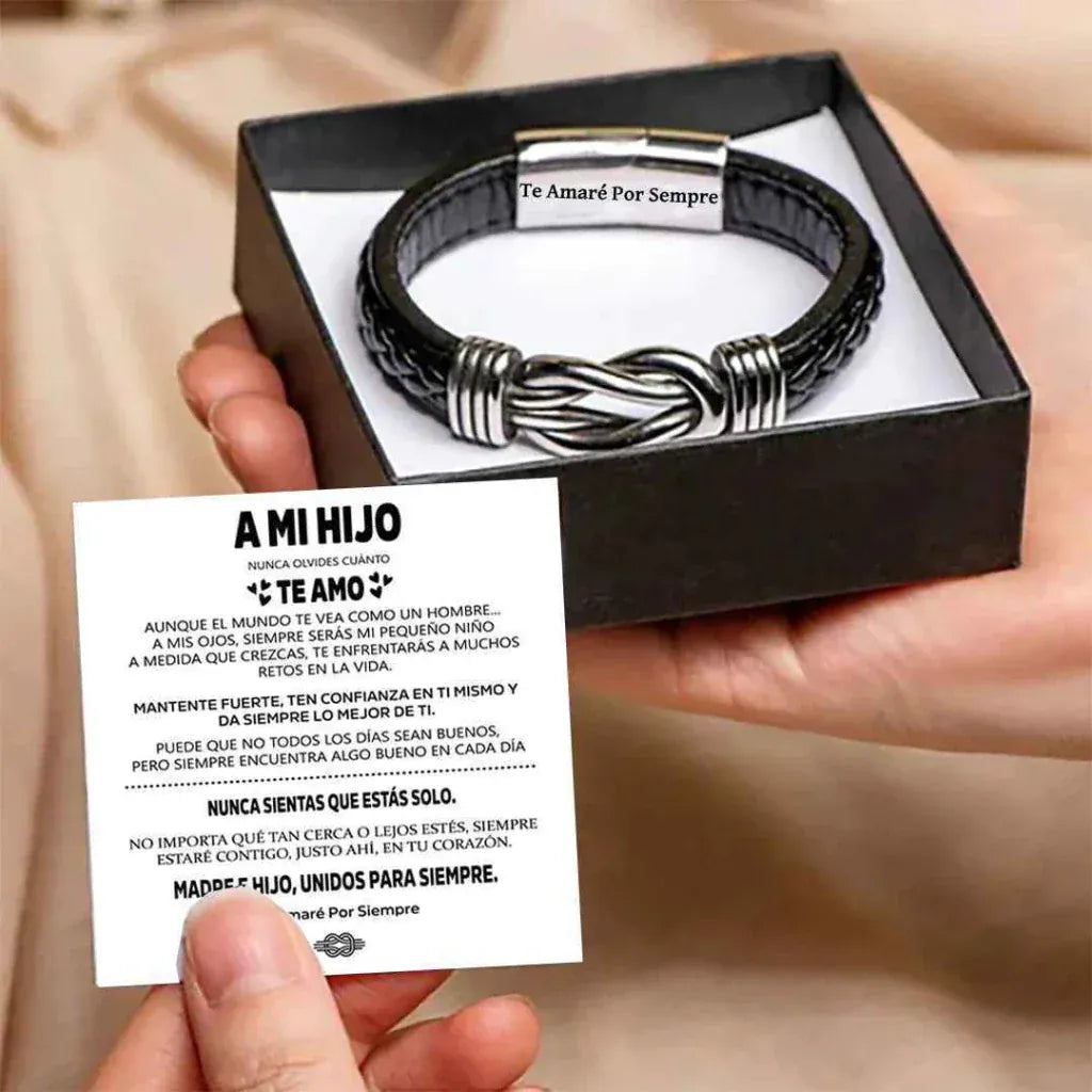 A MI HIJO | SIEMPRE UNIDOS | PULSERA DE CUERO