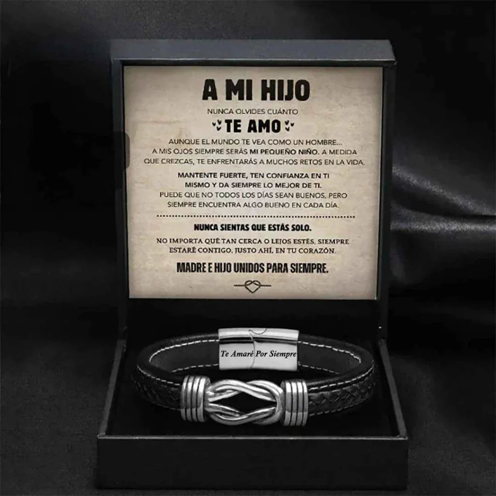 A MI HIJO | SIEMPRE UNIDOS | PULSERA DE CUERO