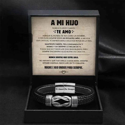 A MI HIJO | SIEMPRE UNIDOS | PULSERA DE CUERO