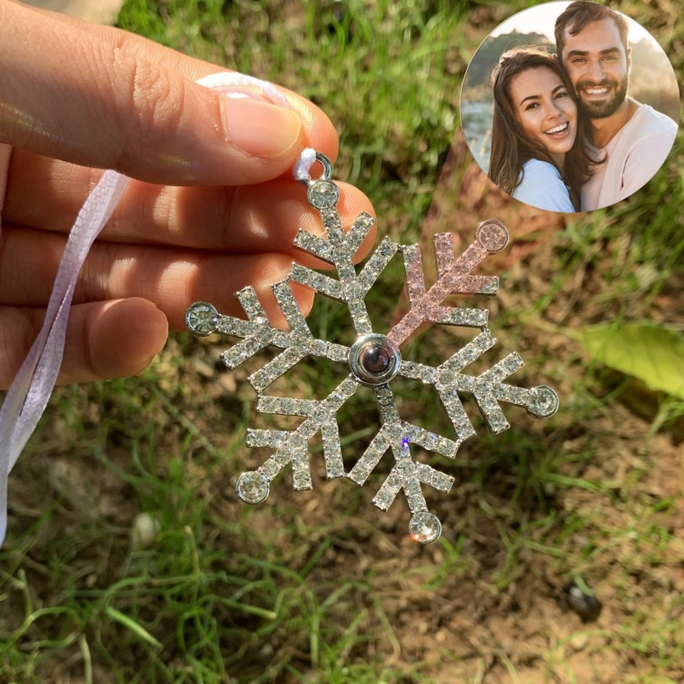 Adorno Navideño con Foto Personalizada - Copo de Nieve